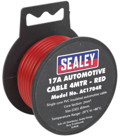 Sealey AC1704R Automotive Cable Thick Wall 17A 4mtr Red