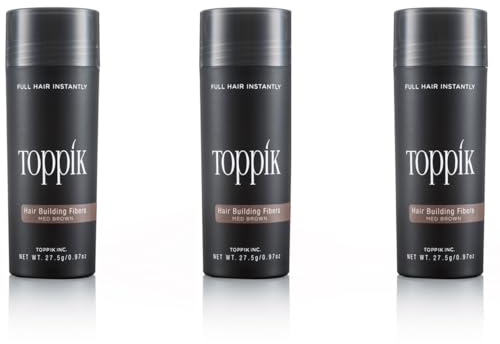 3 x TOPPIK 27,5 g. Haarverdichter Streuhaar Schütthaar Hair Fibers Microhairs, Farbton:Mittelbraun (Medium Brown)