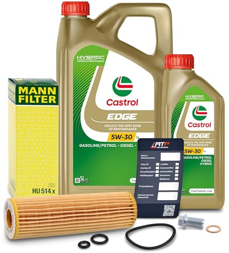 1x Ölwechsel Set - MANN-FILTER ÖLFILTER + 6 L CASTROL EDGE TITANIUM FST 5W-30 LL