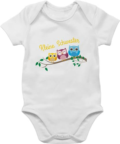 Baby Body Junge Mädchen - Geschwister Bruder und - kleine Schwester Eulen - 6/12 Monate - Weiß - outfit geschwisteroutfit sister bodys geschwisteroutfitset schwestern babysachen schwesterngeschenk