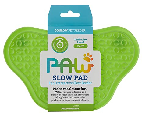 PetDreamHouse PAW Slow Lick Pad – Non-Slip Lick Mat for Dogs & Cats, Anxiety Relief, Durable TPE, Suction Cup Grip, Dishwasher Safe – Green