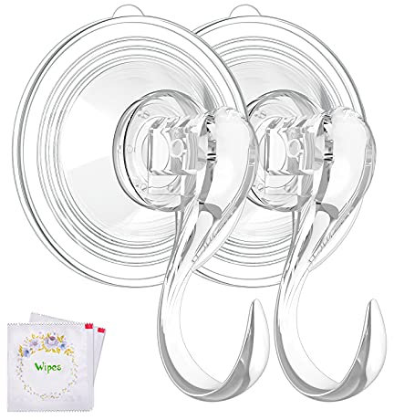 VIS'V Faucet Hanger, Large Clear Heavy Duty Suction Cup Faucet Hooks with Wipes 10KG Removable Strong Window Glass Door Suction Cup Faucet Holder for Halloween Christmas Wreath Decorations - 4Pcs