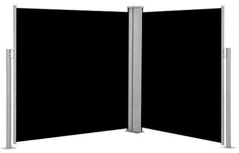 Tidyard Doppel Ausziehbare Seitenmarkise Balkonsichtschutz Windschutz Sonnenschutz für Garten Balkon Terrasse, Reißfest Wasserdicht, Schwarz 140 x 600 cm