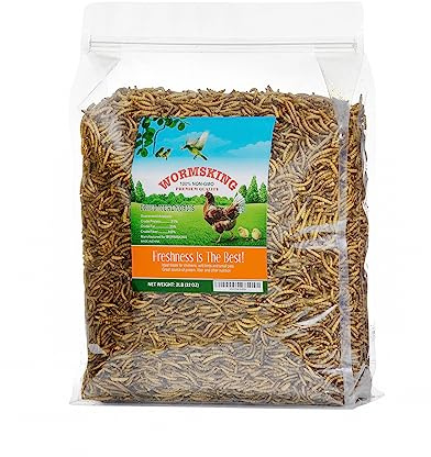 WORMSKING 2LB Dried Mealworms for Poultry, Wild Birds,Tasty Bird Food,Great Bird Watching Gift