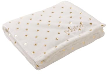 Vertbaudet Babydecke mit Goldherzen wollweiß Herzen goldfarben ONE Size