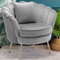 BAKAJI Poltrona Sedia Relax Rivestimento Tessuto Velluto Gambe in Metallo Colore Oro Imbottita Design Moderno Decorazione Trapuntata Ampio Schienale a Conchiglia Dimensione 81 x 77 x 84 cm (Grigio)