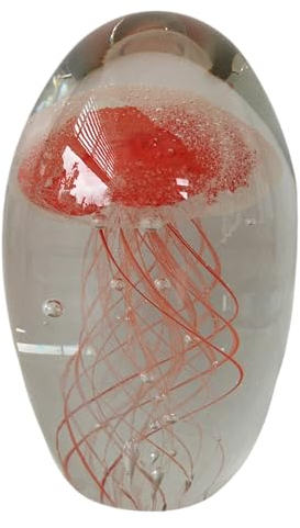 Generisch Deko Figur Glas Qualle Briefbeschwerer Traum Handarbeit Glaskugel - rot red