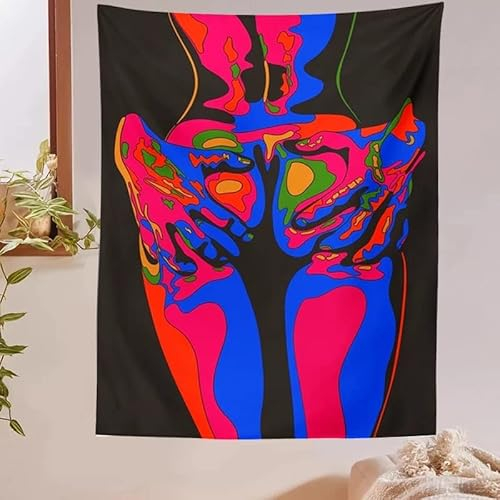 Tinnfea Wandteppich Wandtuch Sexy Bunte Frau 100x150cm Wandbehang Hippie Tapisserie Picknickdecke Yoga Meditation Mat Dekor Wandteppich Dekoration für Wohnzimmer Schlafzimmer Wohnheim 40x60in