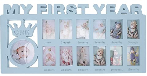Baby Bilderrahmen Erinnerung für Erste Jahr 12 Monate Fotorahmen Collage Baby Bilderrahmen Mein Erstes Jahr Erinnerung Wachstumsrekord Babygeschenke für Neugeborene Babyparty Ersten Geburtstag