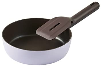 Dr.HOWS Neo Sautepfanne mit Antihaftbeschichtung, 24,1 cm, Lavendel-Farbe, runde Bratpfanne mit gummiertem Griff, Topf für Induktion, Keramik, Elektro, Halogen und Gasherde