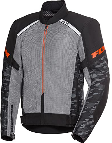 FLM Ram Air Textiljacke Motorradjacke, Mesh-Einsätze, Reißverschluss, 5-fach-Sicherheitsnaht, Protektoren, Sommerjacke (DE/NL/SE/PL, Alphanumerisch, 3XL, Regular, Regular, schwarz/grau)