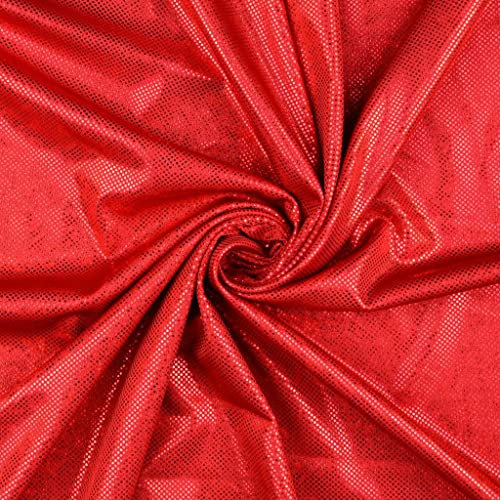 Folienjersey-Bunt-Glitzer-Verschiedene Motive, Faschingsstoff,Schimmernd-Nähen & Patchwork14 Varianten-50 cm Schritte-Meterware (Rot)