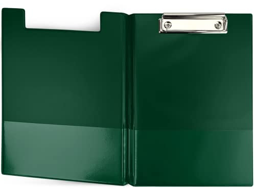 Netuno 1 Stück Klemmbrettmappe A5 Dunkelgrün mit Deckel und Metallclip Schreibplatte aus Hartkunststoff Dokumentenhalter Schreibunterlage Clipboard Mappe mit Bügelklemme