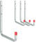 Relaxdays Wandhaken 4er Set, bis 40 kg, Stahl, Universalhaken für Garage, Werkstatt, Keller, Schwerlasthaken, Silber/rot
