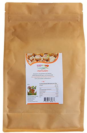 Blumental Lang Pistazien, große Pistazien mit ursprünglichem Geschmack, frische Pistazien, geröstet und gesalzen (1 kg)