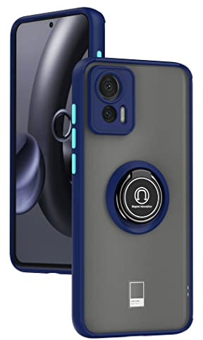 XINYEXIN Hülle für Motorola Edge 30 Neo/Edge 30 Lite mit Ring Stnad Stoßfest Handyhülle Anti-Scratch Durchscheinend PC Back + Soft TPU Bumper Case Cover - Königsblau