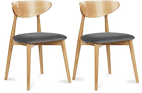 Konsimo Rabi 2 Esszimmerstühle Set - Modern Holzstuhl 79x45x47cm - Küchenstühle - Stuhl Esszimmer, Küche, Wohnzimmer - Universal Esstisch Stühle mit Weicher Polsterung - Grau/Eiche hell