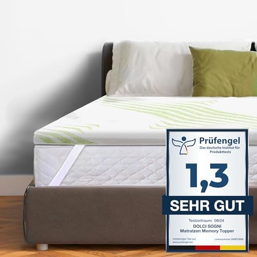 Oeko-TEX® Zertifizierter Matratzen Topper 140x200cm mit 100% Memory Foam und Bezug aus Aloe Vera - Topper 140x200 mit Dicke 5 cm - Made in EU