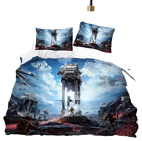 GYORI StWa Bettwäsche-Set,Kopfkissenbezug 80 x 80,Bettbezug 135 x 200 cm,Mit Reißverschluss,spannleintuch Anime deko Geschenke für Jungen (A,135x200+80x80cm)