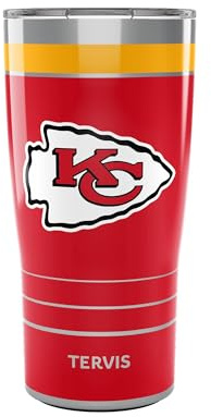 Tervis Traveler NFL Kansas City Chiefs – MVP dreiwandiger, isolierter Becher hält Getränke kalt und heiß, 590 ml, Edelstahl
