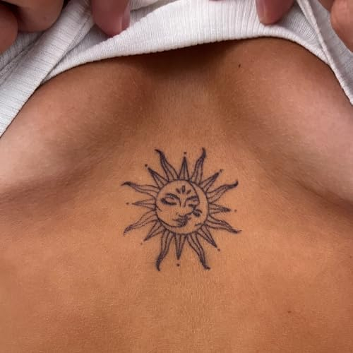 Inkster® Sonne und Mond Umarmung Tattoo | Temporäres Tattoo mit EU-Kosmetikzertifizierung | wasserfest + vegan | revolutionäres 2-Wochen-Tattoo | Fake Tattoos und Klebetattoos für Erwachsene