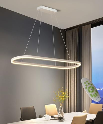 DDYY Moderne Esstisch Pendelleuchte LED Dimmbar Hängelampe Höhenverstellbarer Kronleuchter mit Fernbedienung Esszimmer Hängeleuchte Küche Wohnzimmer Lampe Beleuchtung Licht (weiß, l120)
