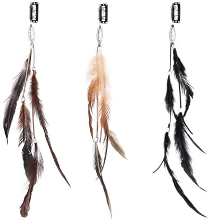 3 Pack Pinces à Cheveux en Plumes Indiennes Boho Faites à la Main, Pinces à Cheveux en Plumes Boho Hippie, Pinces à Cheveux en Plumes, Coiffures Festives, Accessoires pour Cheveux Cosplay