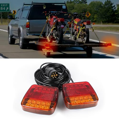 Yinaolan 12V magnetisches LED-Anhängerleuchten-Set, 2-teiliges wasserdichtes Anhänger-Rücklicht-Bremslicht-Blinkerlampen mit 7,5 m Kabel und 7-poligem Stecker für Wohnwagen Traktor LKW Lieferwagen