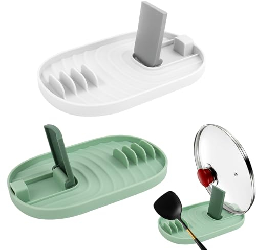 2 Pièces Repose Cuillère en Silicone,Repose Ustensiles,Porte Couvercles,Porte-Couvercle Pliable Repose Cuisine Support Couvercle,Pose Ustensiles pour Cuisinière,Louches,Couvercles,Baguettes,Ustensiles