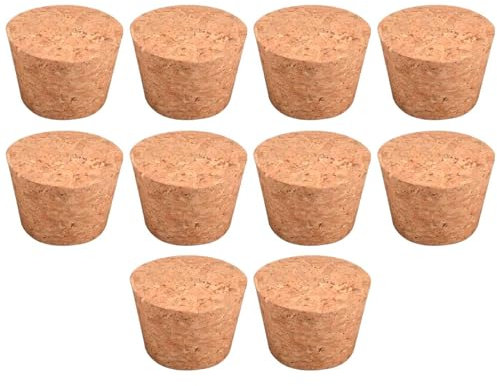 Acan Tradineur - Pack de 10 tapones de corcho para botellas - Forma de Cono - Ideal paragarrafas, botes, frascos, bar, restaurante, vino, aceite - 5 Packs de 2 corchos - 3,8 x 2,2 x 2,5 cm