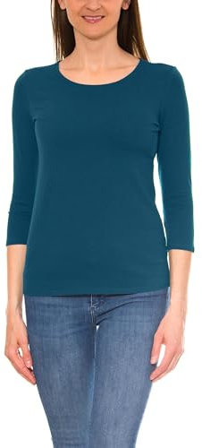 Alkato Damen Shirt 3/4 Arm mit Rundhals, Farbe: Petrolgrün, Größe: 3XL