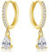 Josfeva Gold Dangle Dangling Earrings with Zirconia, 925 Sterling Silver Drop Hanging Earrings for Women Girls,Drop Huggies Hoop Earrings with Pendant Cubic Zirconia Teardrop Hypoallergenic Earrings