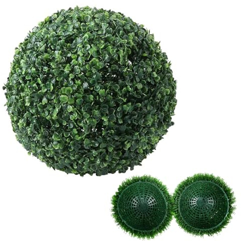 JOYWU Künstliche Buchsbaumkugeln, 28 cm, UV-beständig, dekorative grüne Kugel, Buchsbaum, dekorative Kugeln für Balkon, Garten, grüne Pflanzenkugeln, Hochzeitsdekoration, 1 Stück