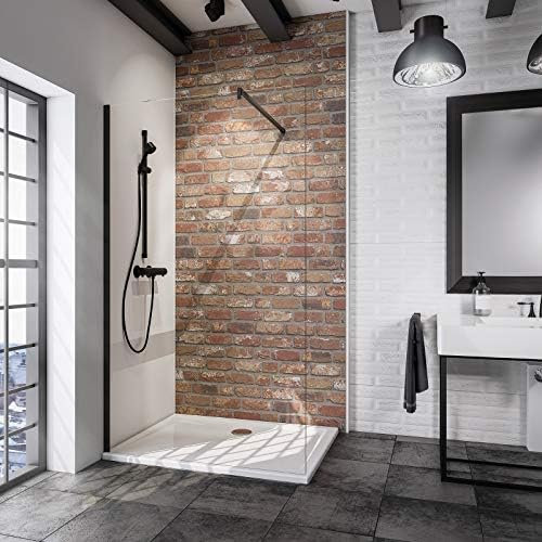 Schulte paroi de douche fixe à l’italienne 120 x 190 cm, barre 122 cm incluse, profilé noir, verre de sécurité antical 6 mm, plage de réglage 116.7-120.0