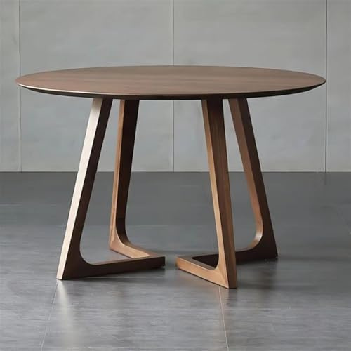 FZSERUN Mid Century Moderner Esstisch Runder Massivholztisch Küchen- Und Esszimmertische Rustikaler Säulentisch Kleiner Couchtisch Für 2,4 Personen,Braun,80X80CM