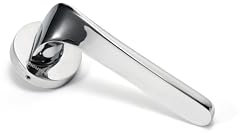 la lourde - Poignée de Porte Rhéa - Aluminium Finition Chrome Brillant - Haute Qualité - Portes Intérieures - Marque Française - Platine de Finition Ronde + Rosace à Condamnation - Carré 7 mm