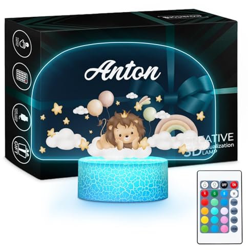 Maverton Personalisiertes LED Nachtlicht für Babys und Kinder - Nachttischlampe, Geschenk zur Geburt, Geburtstag - Für Mädchen
