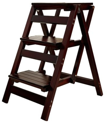 Escabeau pliable en bois massif 3 marches pour plantes et fleurs