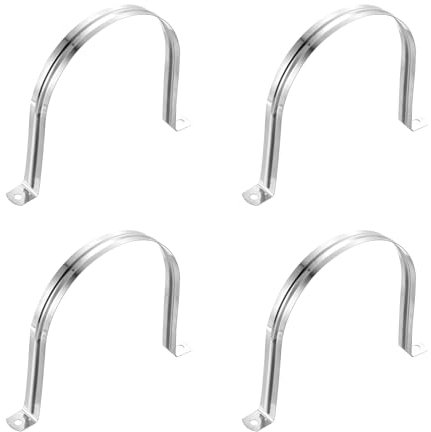 sourcing map 4Pcs Rigid Pipe Straps, 130mm(5.12) 201 Stainless Steel 2 Hole U-Shaped Bracket Tube Hanger Pipe Clamps for Fixing Pipe Cable