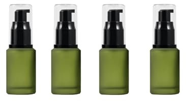 LEXICANMHS 2 Botellas vacías de Vidrio Esmerilado Verde rellenables de 60 ml con Botella de Bomba, dispensador de cosméticos, frascos, recipientes de Almacenamiento (4, 30ML)