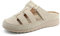 JOMIX Ciabatte Donna Estive Chiuse Sandali Comodi Ortopedici con Zeppa Bassa Scarpe Aperte per Piedi Gonfi Larghi Pantofole da Casa per Signora con Tomaia Traforata Traspirante WOX250651 Beige 37