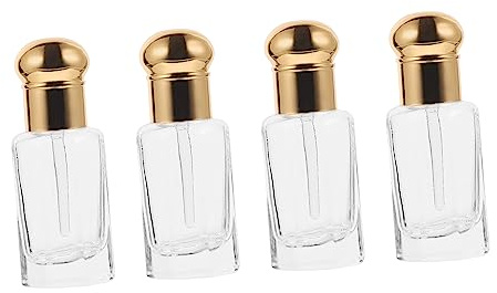 VICASKY 4 Pièces Bouteille D'huile Essentielle Stick Bidon D'huile Essentielle Vide Distributeur Flacon D'huile Essentielle Petites Bouteilles D'huiles Essentielles Un Verre Doré