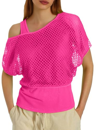 Générique Haut en résille pour femmes, t-shirt en résille, fluo pour festivals et carnaval