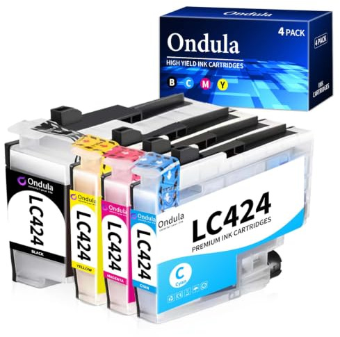 Ondula LC424 Druckerpatronen Kompatibel für Brother LC424 LC424VAL Patronen | LC424 Multipack Kompatibel mit Brother DCP-J1200W DCP-J1200WE ( 1 Schwarz 1 Cyan 1 Magenta 1 Gelb)