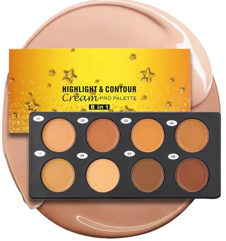Creme Contour Palette - Kosmetik Mit 8 Farbtönen, Langanhaltend Und Mit Voller Deckkraft | Palette Für Die Des Gesichts,Für Zuhause, Studentenwohnheim, Reisen, Apartment Und