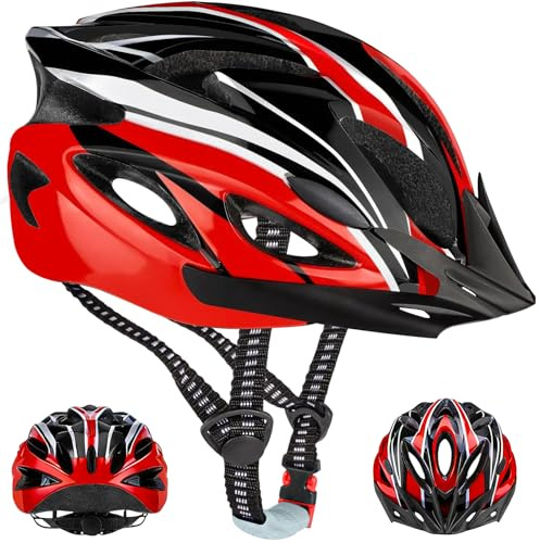 YGVQN Casco Bici Adulto Hombre Mujer, Casco MTB Mountain Bike con EPS y Cubierta de Policarbonato, Visera Desmontable & Sistema Ajustable 52-62cm, Ligero Casco de Carretera para Bici Eléctrica Ciudad