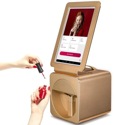 3D Nail Printer Robot with 10.1 Touch Screen - WiFi & DIY Mobile Nail Art Stamping Machine for Nail Studios & Manicurists (Gold )