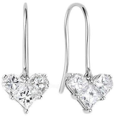 Tolldek Ohrstecker 9K/14K/18K Weißgold, Weiß Labor Erstellt Diamant Herz Ohrringe Vintage Prinzessschliff, 18/14/ 9 Karat Gold Ohrstecker Jungs Echtgold Schmuck