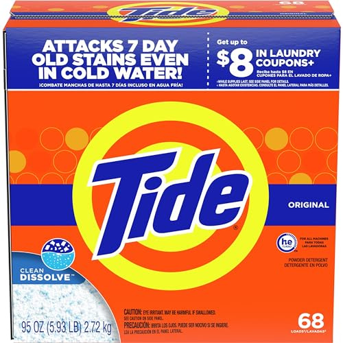 Tide Original HE Turbo Powder Laundry Detergent, 68 Loads, 95 Oz