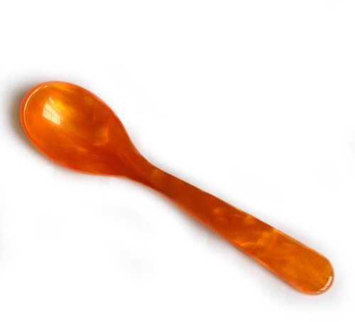 6 Eierlöffel aus Acryl in Perlmuttoptik 12,5 cm/Farbe: Orange